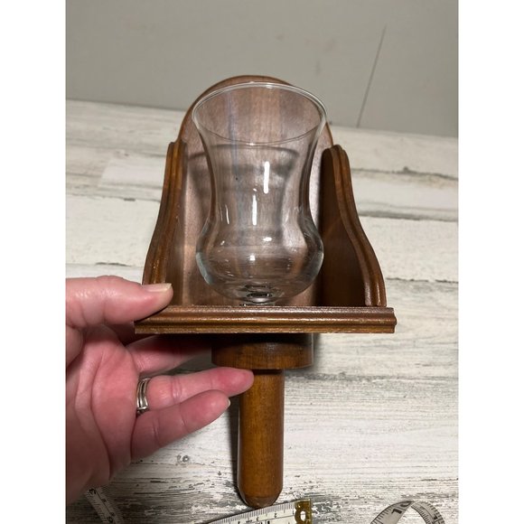 Wooden wall hanging sconce with removable glass for candle - Picture 8 of 8